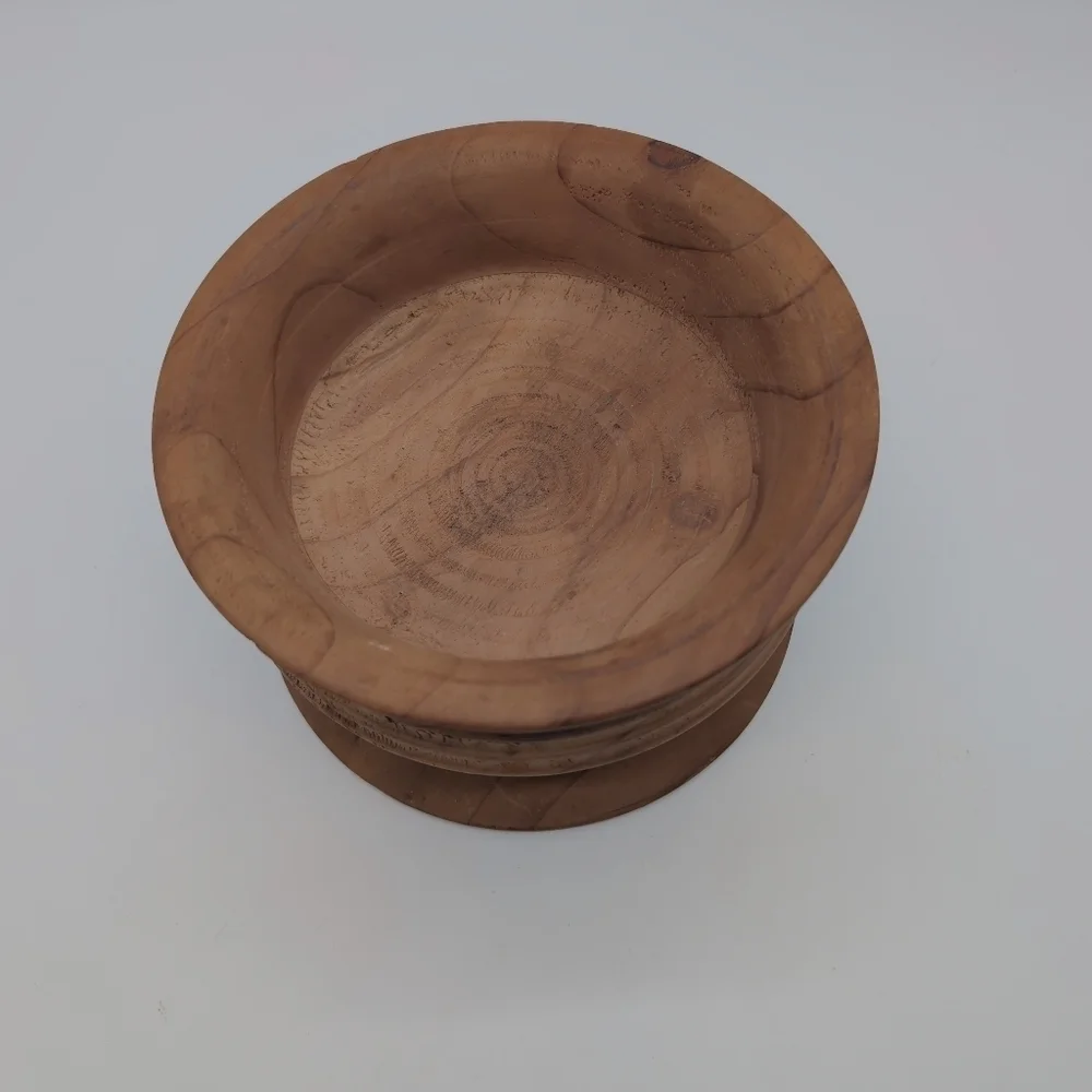 Vintage Handcrafted Wooden Pedestal Bowl Shane Zimmerman Lathe Created